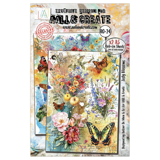 AALL & Create - Zesty Blossoms (24) - A5 Rub - on Transfer Set - The Crafty Kiwi