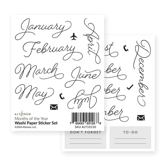 Altenew - Washi Paper Sticker Sheet - Months of the Year - The Crafty Kiwi