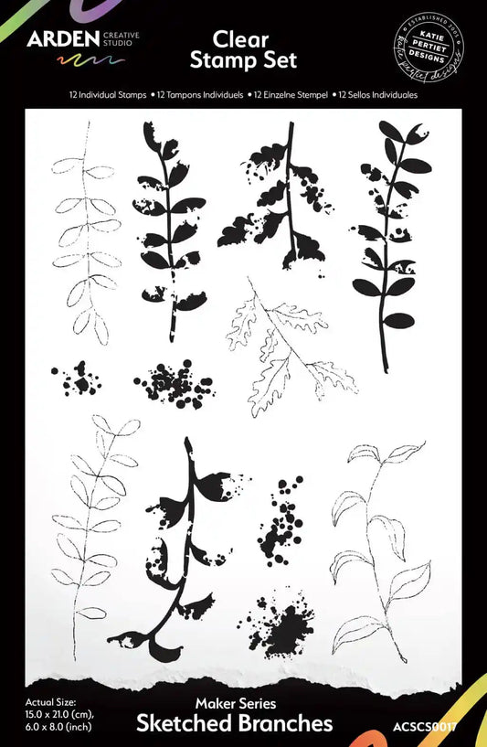 Arden - 6x6 Stamp Stamp Set - Sketched Branches - The Crafty Kiwi