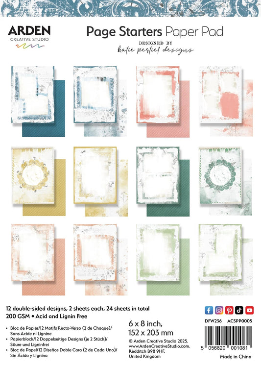 Arden Creative Studio - "Page Starters" 6x8" Paper Pad - The Crafty Kiwi