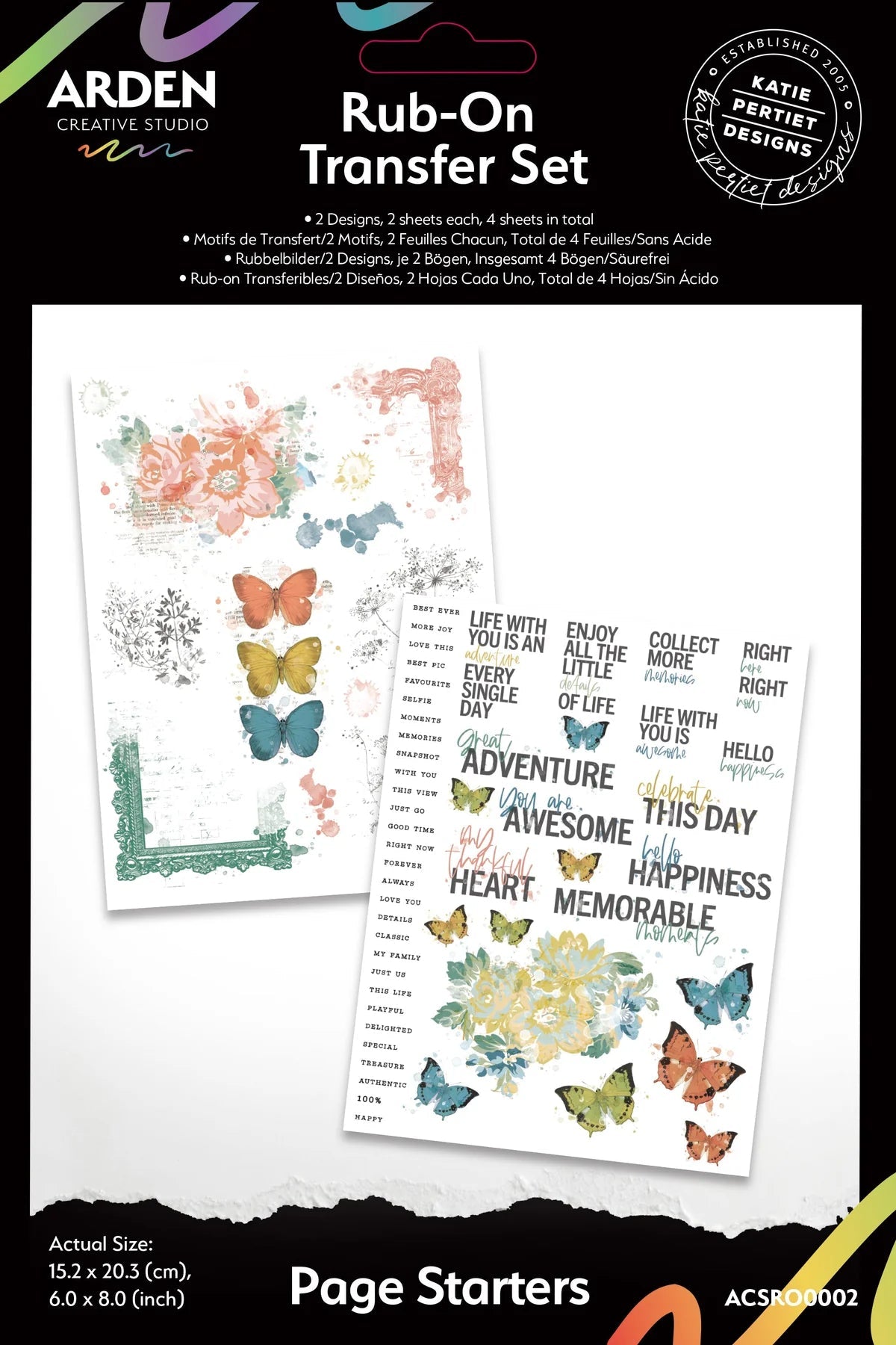 Arden Creative Studio - "Page Starters" 6x8" Rub - On Transfer Set - The Crafty Kiwi