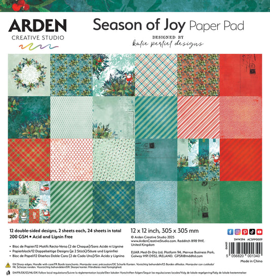 Arden Creative Studio - Season of Joy 12x12 Paper Pad - The Crafty Kiwi