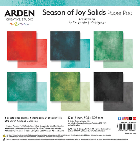 Arden Creative Studio - Season of Joy - 12x12 Solids Paper Pad - The Crafty Kiwi