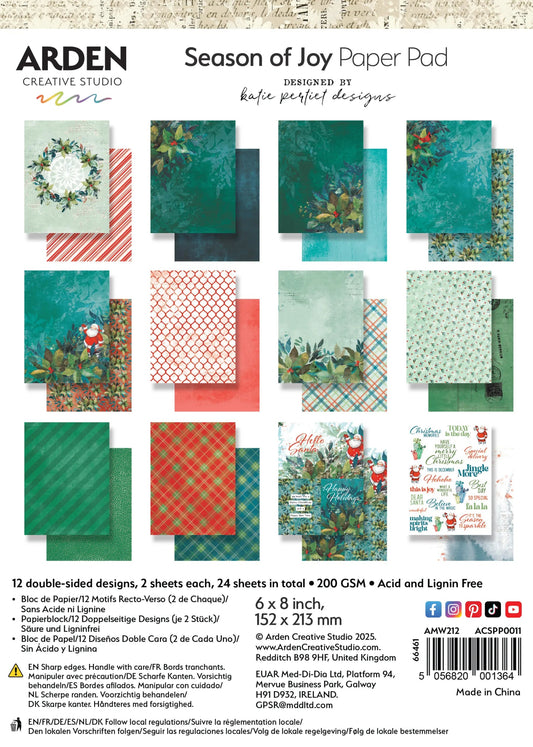 Arden Creative Studio - Season of Joy - 6x8 Paper Pad - The Crafty Kiwi