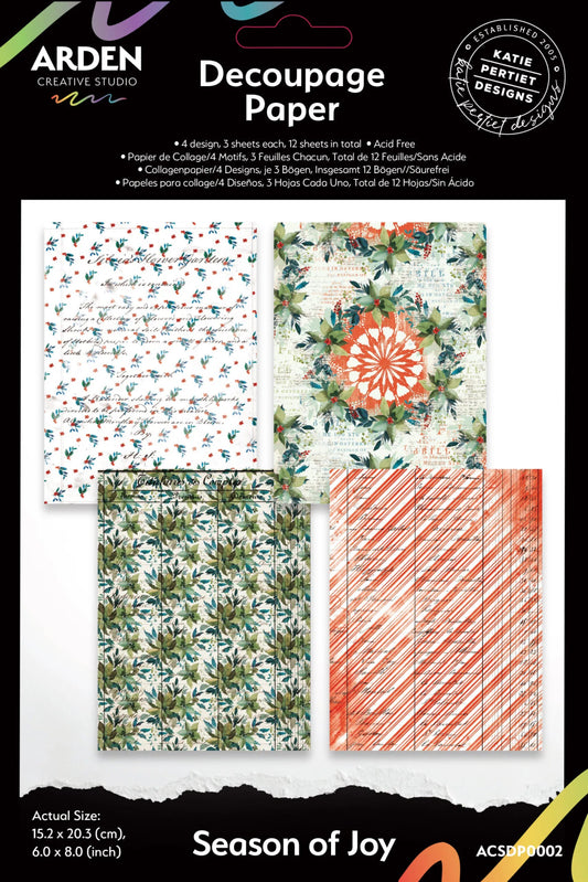 Arden Creative Studio - Season of Joy - Decoupage Paper - The Crafty Kiwi