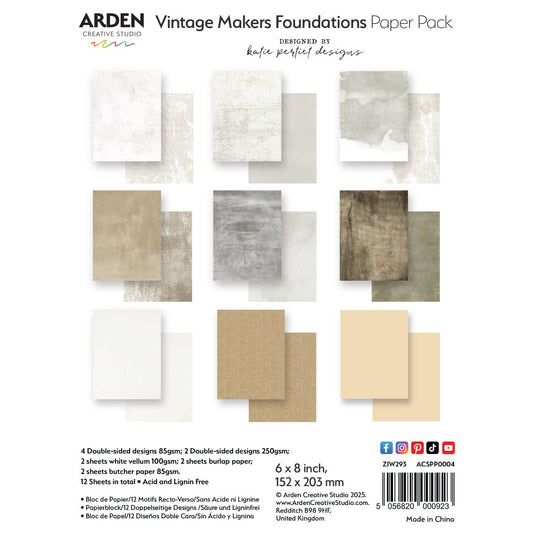 Arden Creative Studio - Vintage Maker - Foundations 6x8" Paper Pad - The Crafty Kiwi
