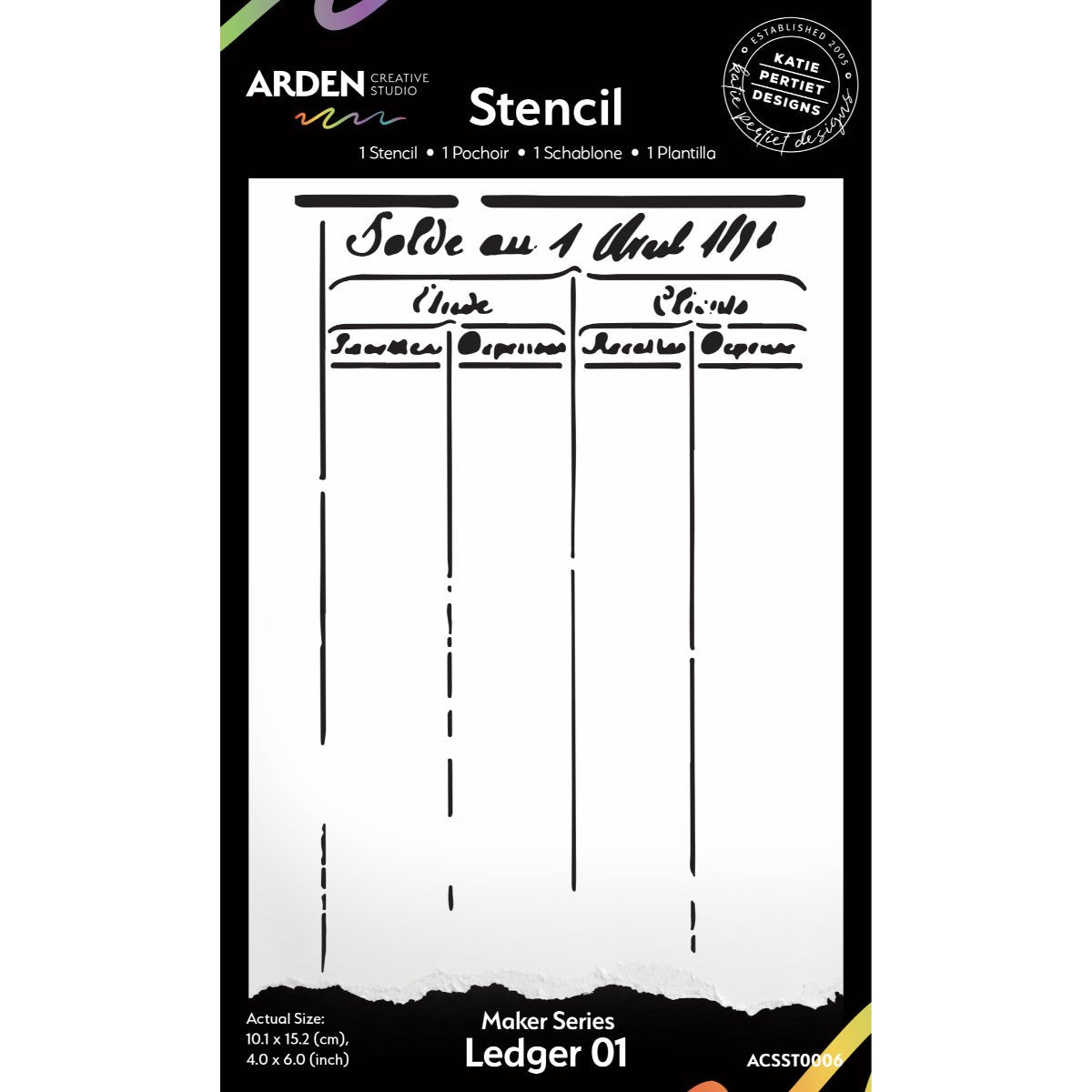 Arden Creative Studio - Vintage Maker - Ledger 01 - 4x6" Stencil - The Crafty Kiwi