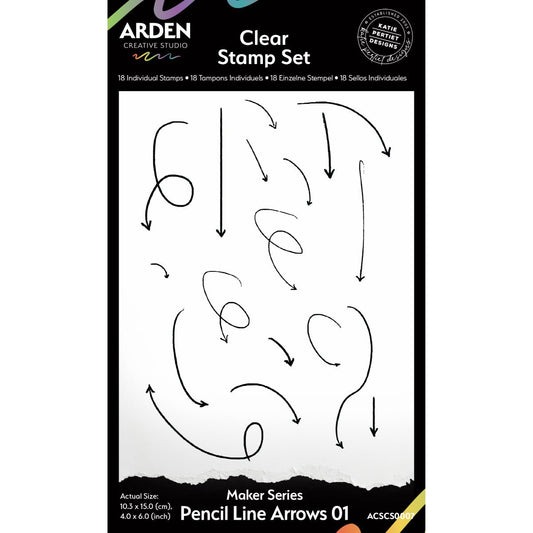 Arden Creative Studio - Vintage Maker - Pencil Line Arrows 01 Clear Stamp Set - The Crafty Kiwi