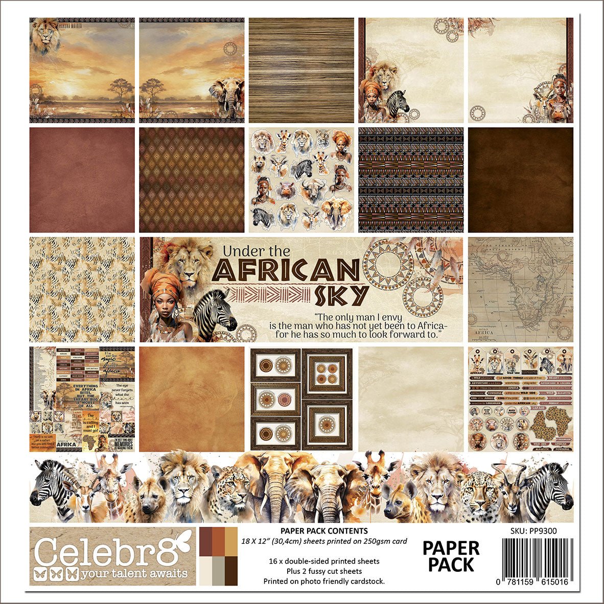 Celebr8 - Under the African Sky Paper Pack - The Crafty Kiwi