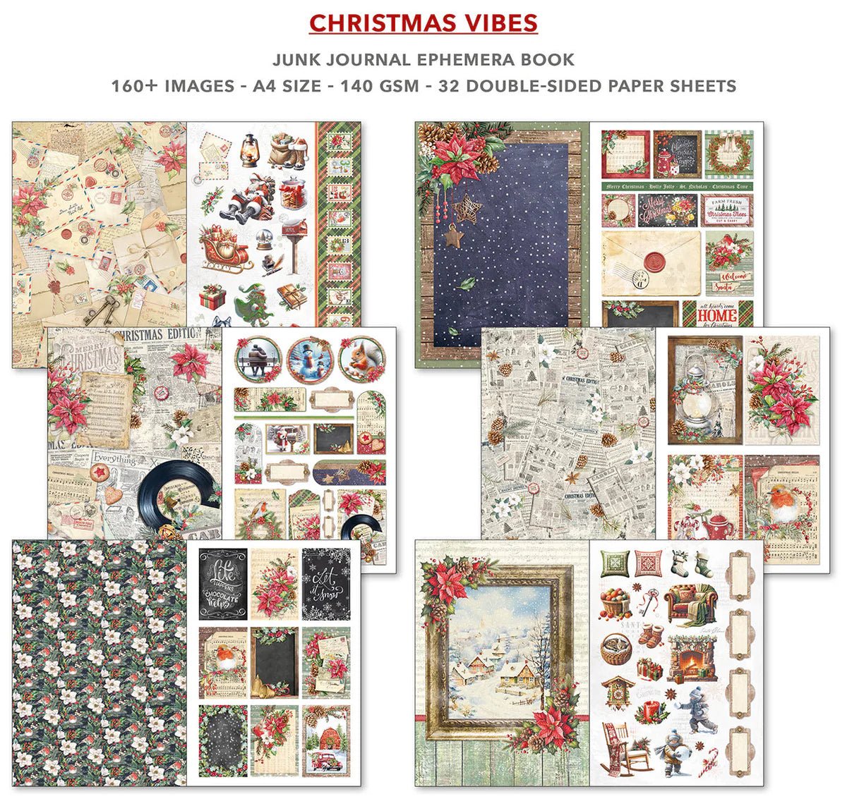 Ciao Bella - Junk Journal & Ephemera Book - Christmas Vibes (A4 32/pg) - The Crafty Kiwi