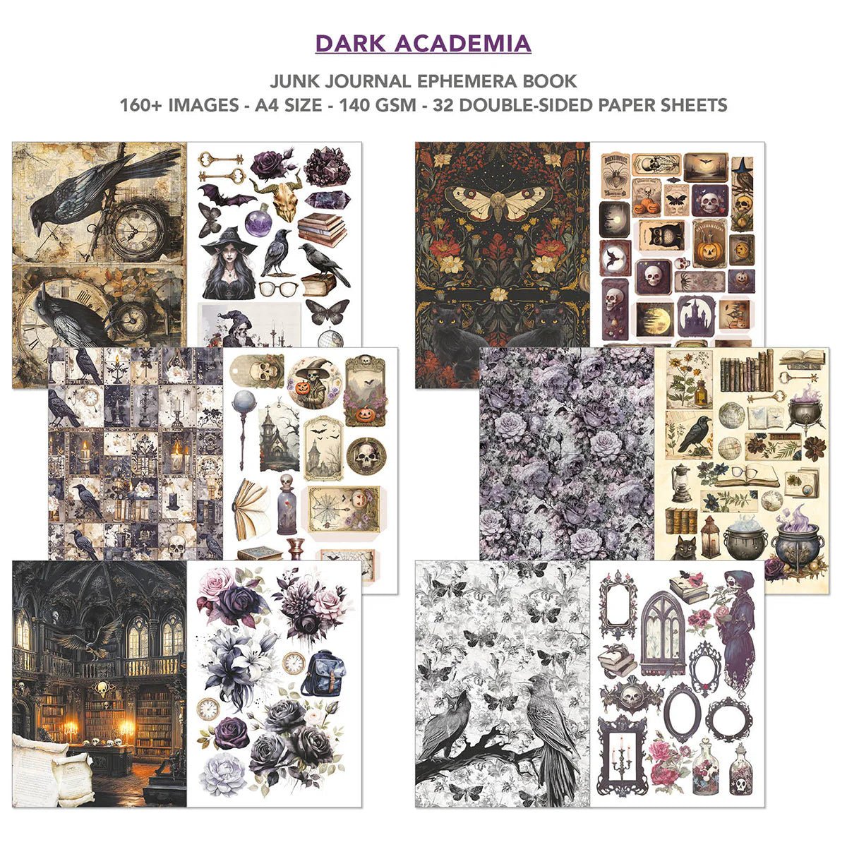 Ciao Bella - Junk Journal Ephemera Book - Dark Academia (A4 32/Pkg) - The Crafty Kiwi