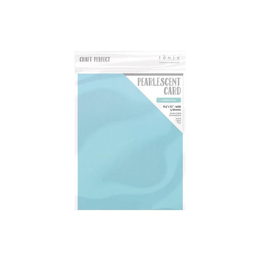 Craft Perfect By Tonic Studio - PEARLESCENT Card - Caribbean Sea (5/sheets) - The Crafty Kiwi