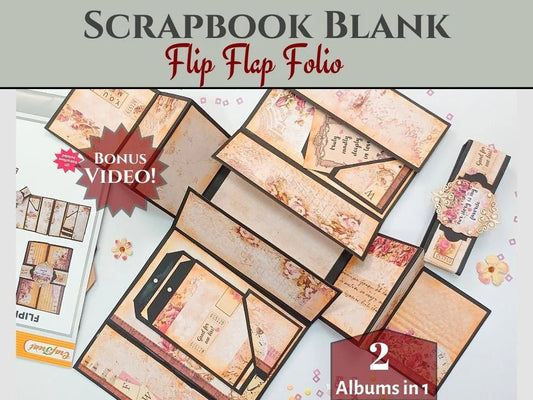 CrafTreat - FlipFlap Gatefold Folio Album Blanks - 2 albums, 1 black, 1 kraft - The Crafty Kiwi