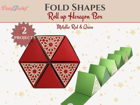 CrafTreat - Hexagon Roll up Gift Boxes - Metallic Red & Green - The Crafty Kiwi
