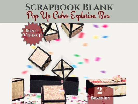 CrafTreat - Pop - Up Cubes Explosion Box Blanks - 2 albums, 1 black, 1 kraft - The Crafty Kiwi