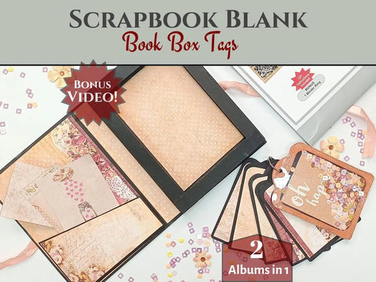 CrafTreat - Scrapbook Blank Book Box Shaker Tag - black, kraft - The Crafty Kiwi