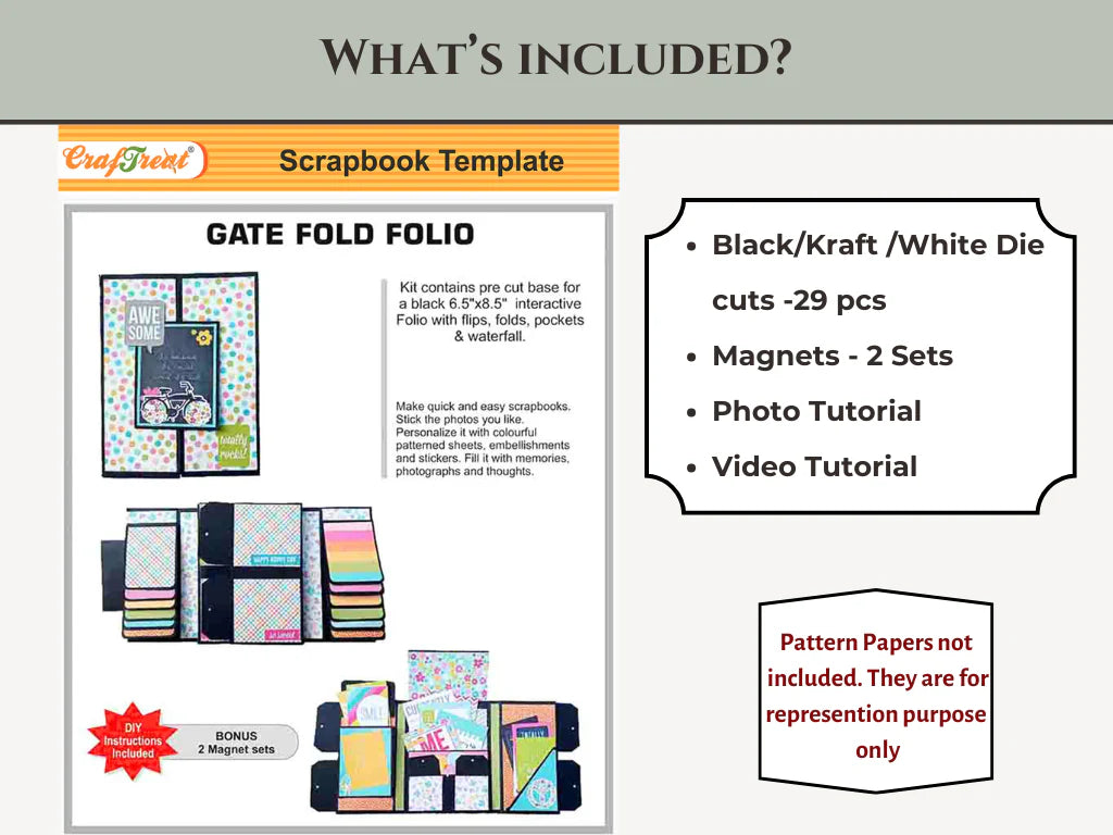 CrafTreat - Scrapbook Blank Precut Album Base - Gate Fold Folio - Ivory