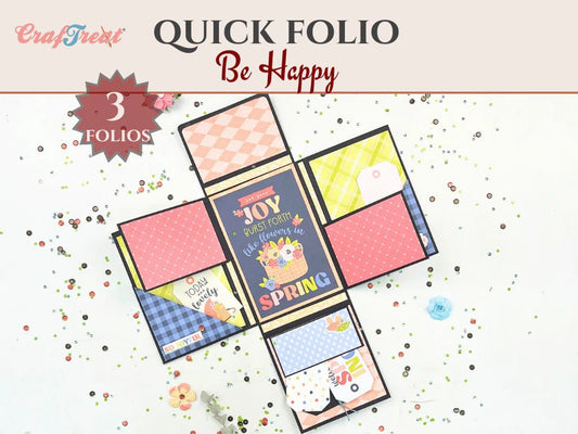CrafTreat - Scrapbook Blank Quick Folio - Be Happy - Black, Kraft and White - The Crafty Kiwi