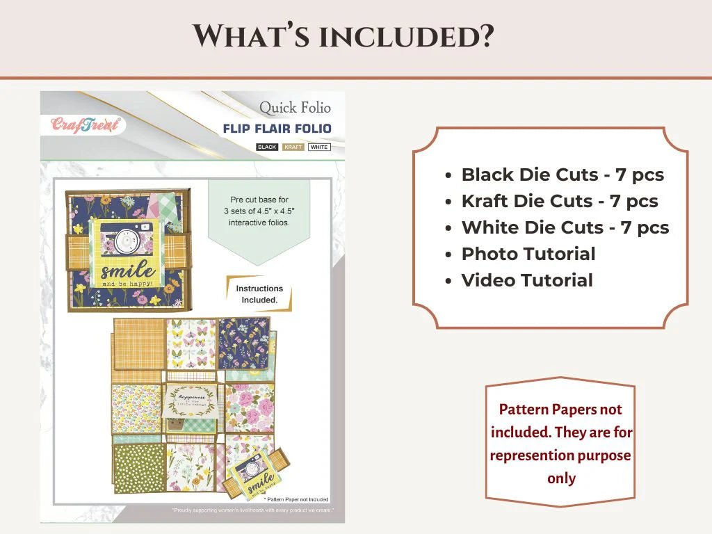 CrafTreat - Scrapbook Blank Quick Folio - Flip Flair Folio - Black, Kraft and White - The Crafty Kiwi