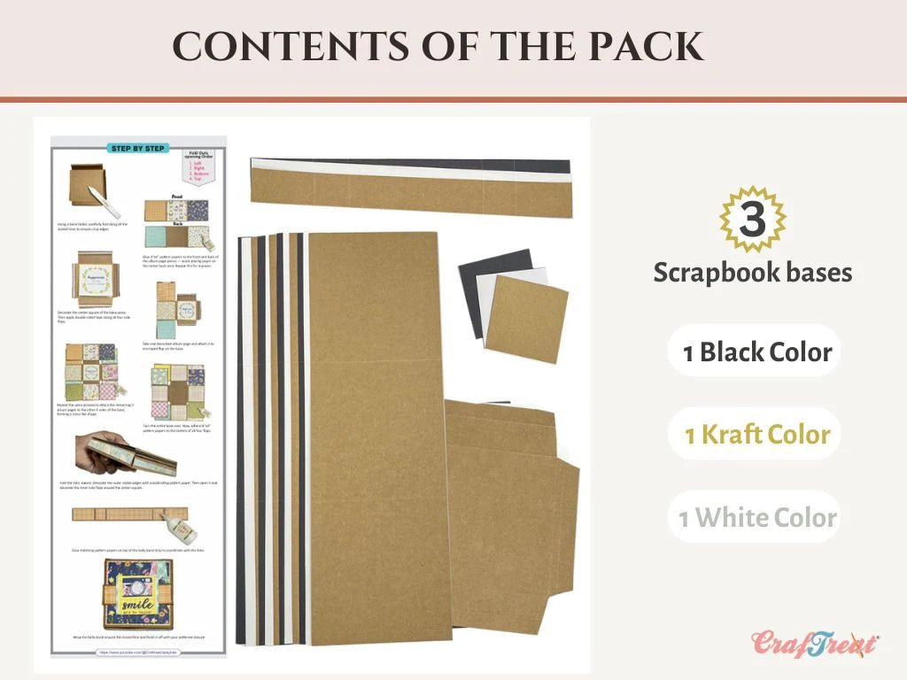 CrafTreat - Scrapbook Blank Quick Folio - Flip Flair Folio - Black, Kraft and White - The Crafty Kiwi