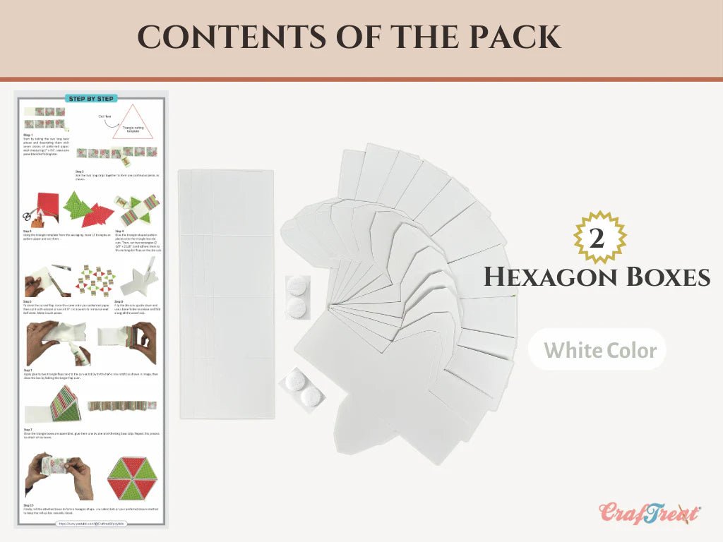 CrafTreat - Scrapbook Hexagon Roll up - White 2pcs - The Crafty Kiwi