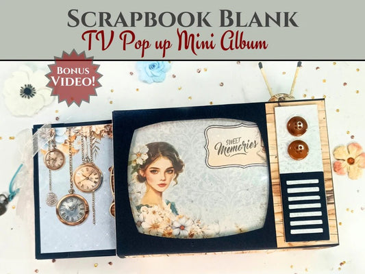 CrafTreat - TV Pop - Up Mini Album Blank - White - The Crafty Kiwi