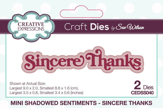 Creative Expressions - Mini Sentiment Die - Sincere Thanks - The Crafty Kiwi