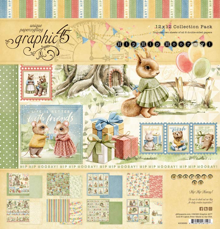 Graphic 45 - Hip Hip Hooray Bundle Kit (4 products) - The Crafty Kiwi