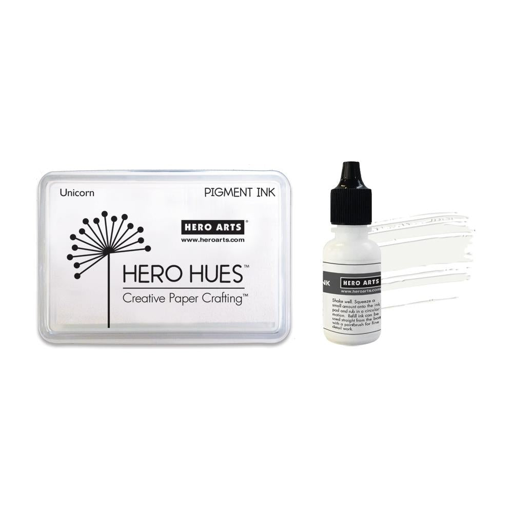 Hero Arts - Unicorn Pigment Ink + Re - inker Bundle - White - The Crafty Kiwi