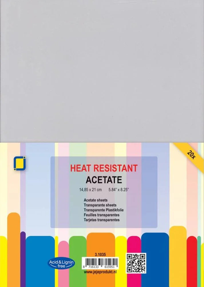 Pack of heat resistant acetate sheets with colorful packaging