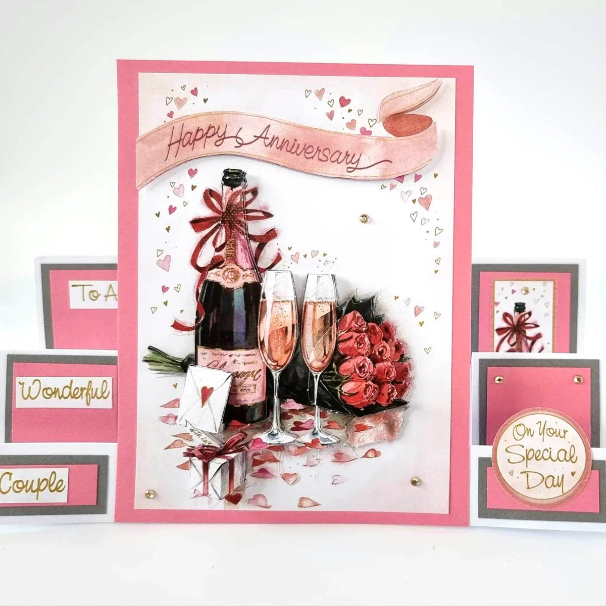 Katy Sue - 3D Die Cut Decoupage - Champagne & Roses (1/sheet) - The Crafty Kiwi