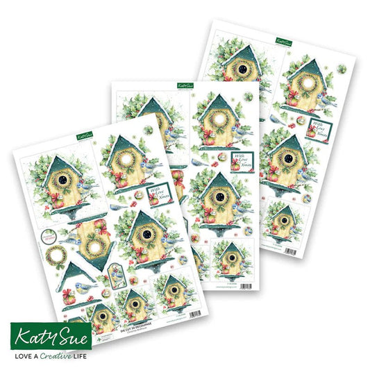 Katy Sue - 3D Die Cut Decoupage – Christmas Birdhouse (1/sheet) - The Crafty Kiwi