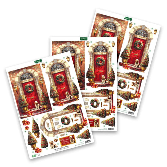 Katy Sue - 3D Die Cut Decoupage - Christmas Morning Door Scene (1/sheet) - The Crafty Kiwi