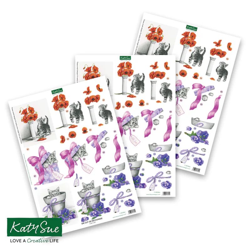 Katy Sue - 3D Die Cut Decoupage - Cute Cats (1/sheet) - The Crafty Kiwi
