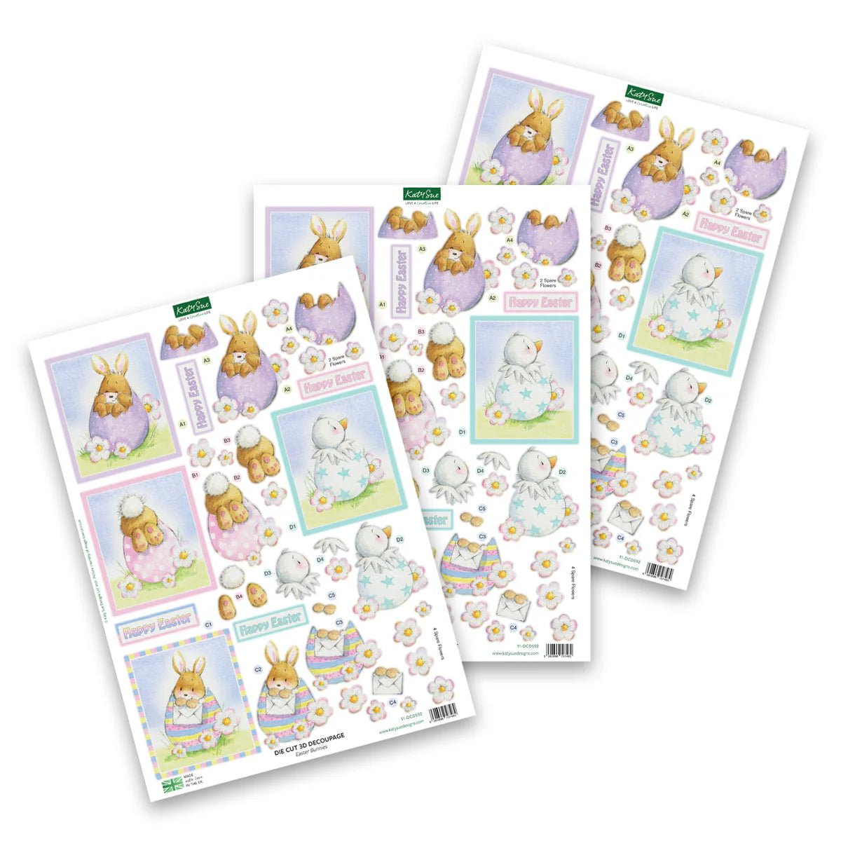 Katy Sue - 3D Die Cut Decoupage - Easter Bunnies (1/sheet) - The Crafty Kiwi