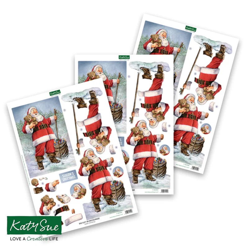 Katy Sue - 3D Die Cut Decoupage - Father Christmas (1/sheet) - The Crafty Kiwi