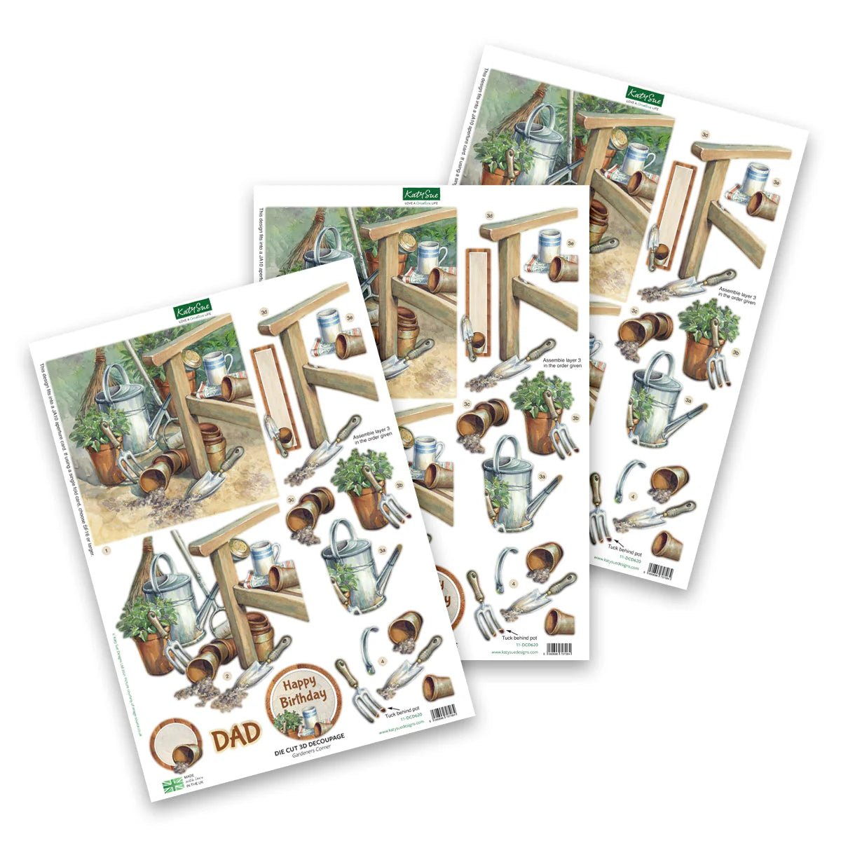 Katy Sue - 3D Die Cut Decoupage - Gardeners Corner (1/sheet) - The Crafty Kiwi