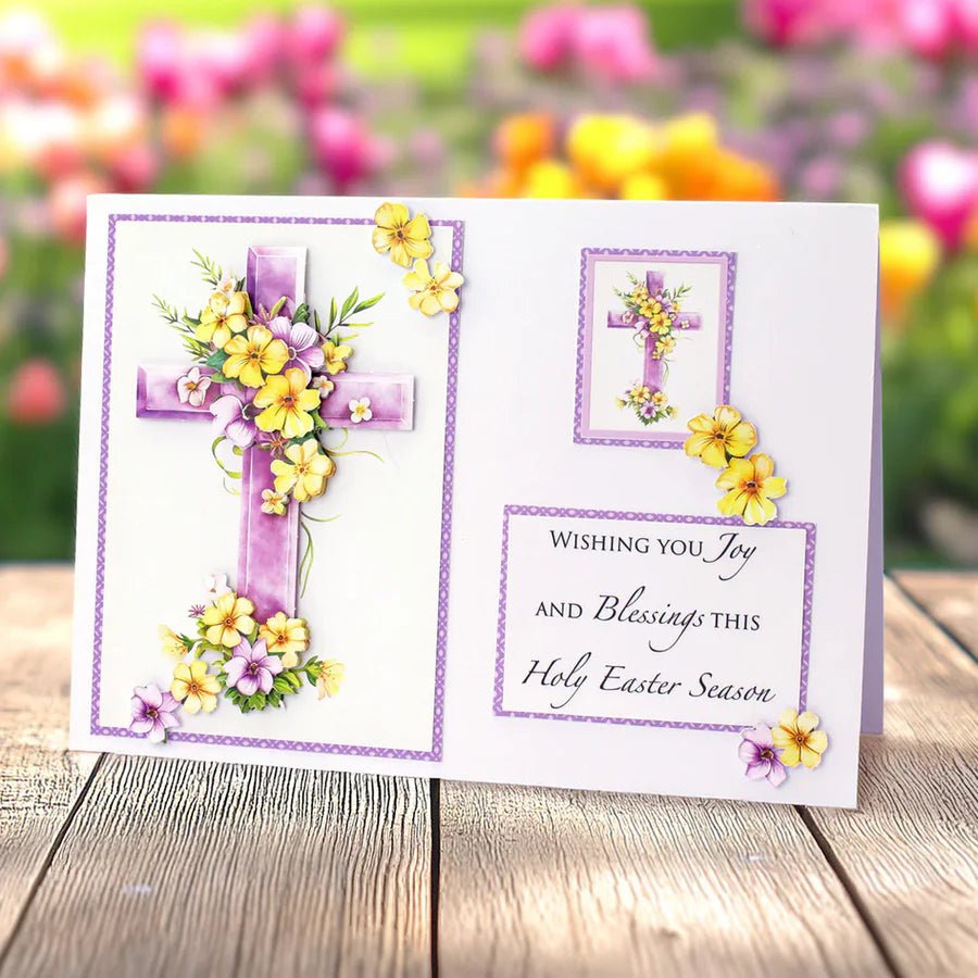 Katy Sue - 3D Die Cut Decoupage - Lilac Floral Cross (1/sheet) - The Crafty Kiwi