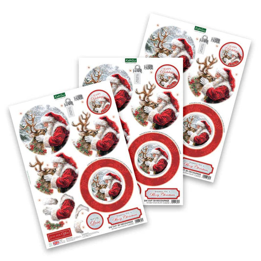 Katy Sue - 3D Die Cut Decoupage – Reindeer Kisses Bauble (1/sheet) - The Crafty Kiwi