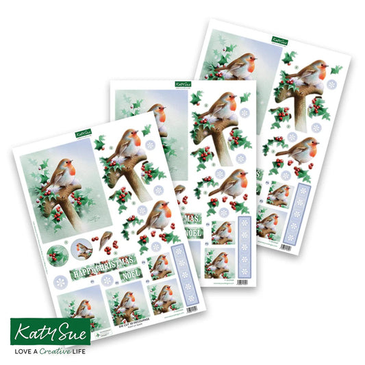 Katy Sue - 3D Die Cut Decoupage - Robin on Spade (1/sheet) - The Crafty Kiwi