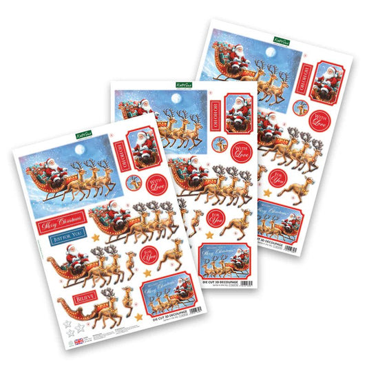 Katy Sue - 3D Die Cut Decoupage – Santa in the Sky (1/sheet) - The Crafty Kiwi
