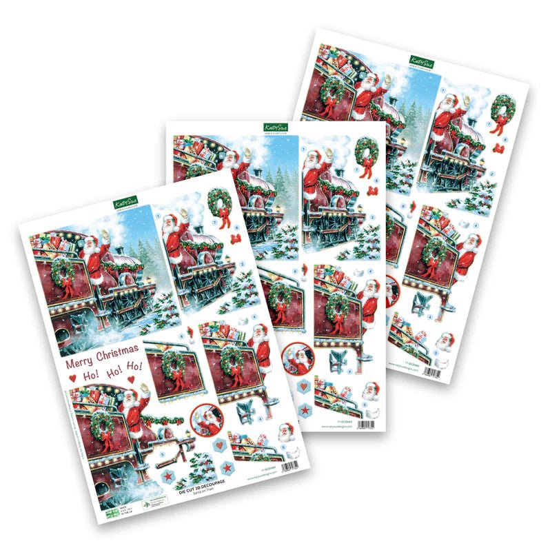 Katy Sue - 3D Die Cut Decoupage - Santa on Train (1/sheet) - The Crafty Kiwi