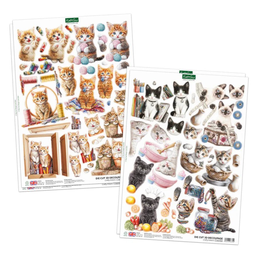 Katy Sue - Crafty Kittens Die Cut Topper & Decoupage Collection Kit (12/pack) - The Crafty Kiwi