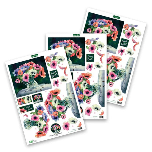 Katy Sue - Die Cut 3D Decoupage - Anemones (1/sheet) - The Crafty Kiwi