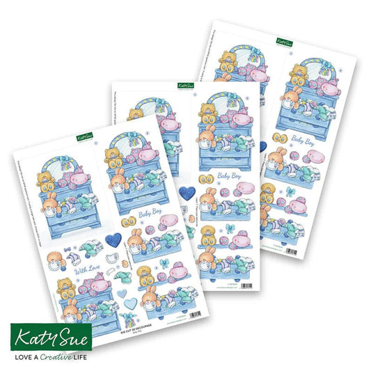 Katy Sue - Die Cut 3D Decoupage - Baby Boy (1/sheet) - The Crafty Kiwi