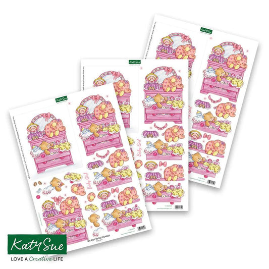 Katy Sue - Die Cut 3D Decoupage - Baby Girl (1/sheet) - The Crafty Kiwi