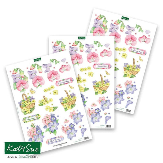 Katy Sue - Die Cut 3D Decoupage - Bell/Primrose/Sweet Pea (1/sheet) - The Crafty Kiwi