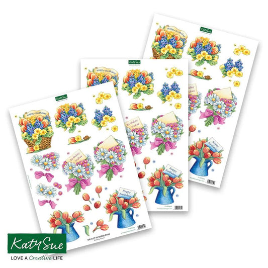 Katy Sue - Die Cut 3D Decoupage - Birthday Flower (1/sheet) - The Crafty Kiwi