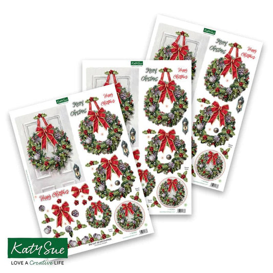 Katy Sue - Die Cut 3D Decoupage - Christmas Wreath (1/sheet) - The Crafty Kiwi