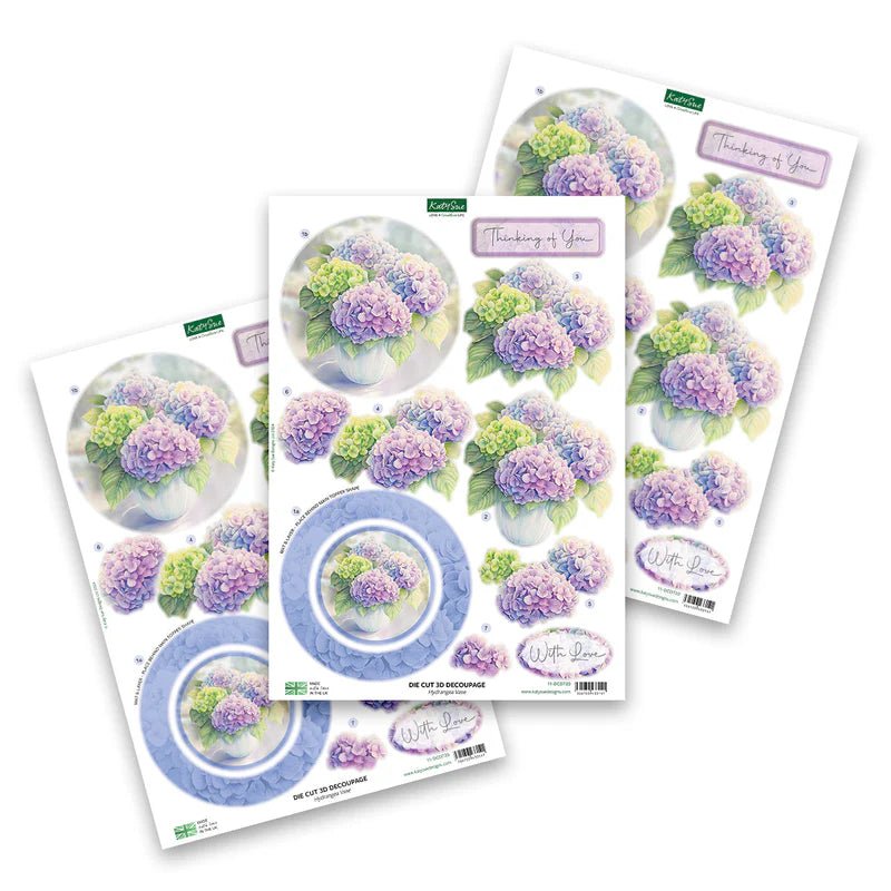 Katy Sue - Die Cut 3D Decoupage - Hydrangea Vase (1/sheet) - The Crafty Kiwi